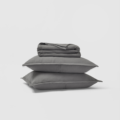 Textured Cotton Coverlet &amp; Shams Set