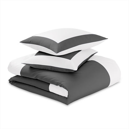 Reversible Color Block Sateen Duvet Cover &amp; Shams Set