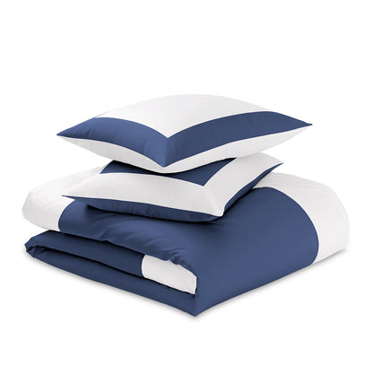Reversible Color Block Sateen Duvet Cover &amp; Shams Set