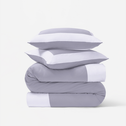 Reversible Color Block Sateen Duvet Cover &amp; Shams Set