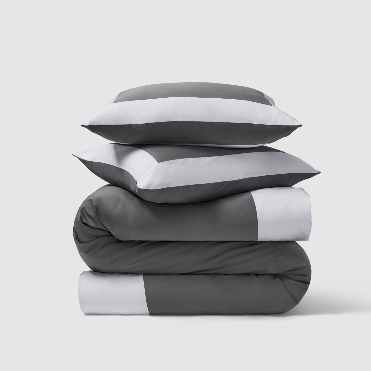 Reversible Color Block Sateen Duvet Cover &amp; Shams Set