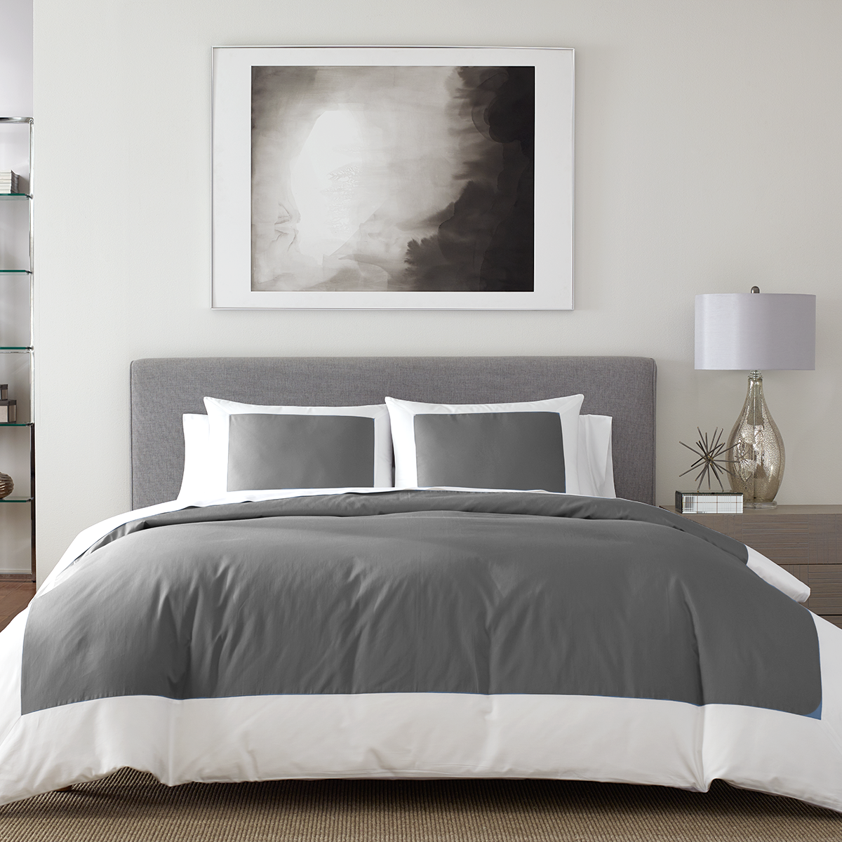 Reversible Color Block Sateen Duvet Cover &amp; Shams Set